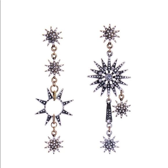 Gold and Silver Rhinestone Mismatched Earr… - Picture 6 of 8